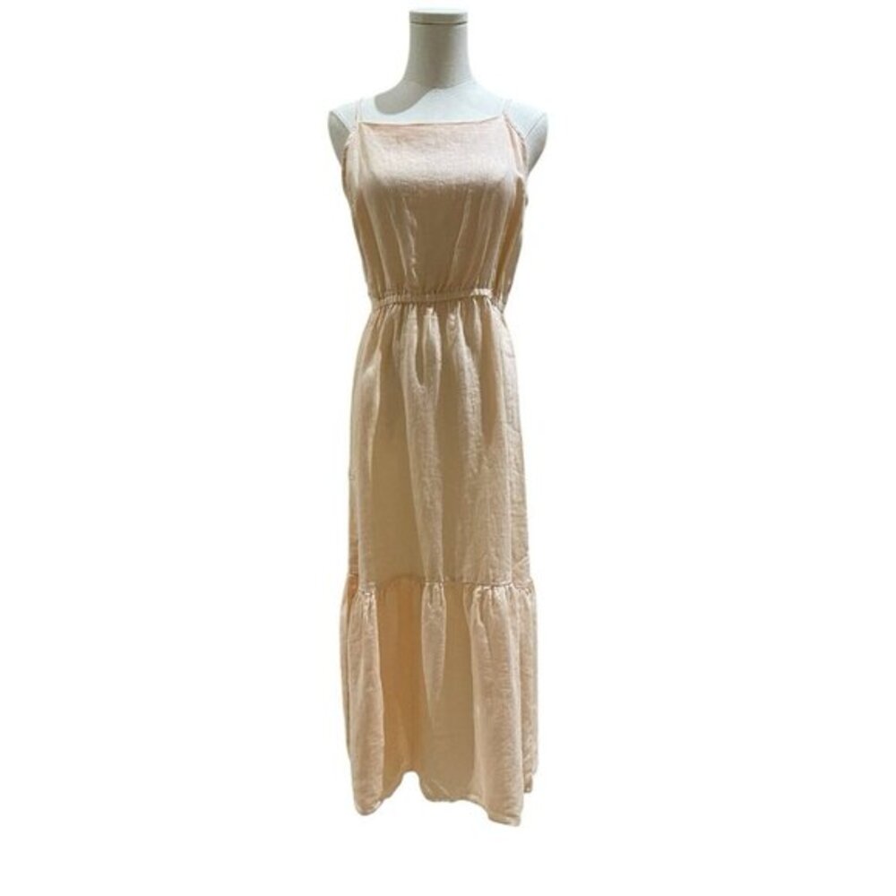 Anthropologie Cloth & Stone Linen Midi Dress Peach Orange Summer Multiple Sizes